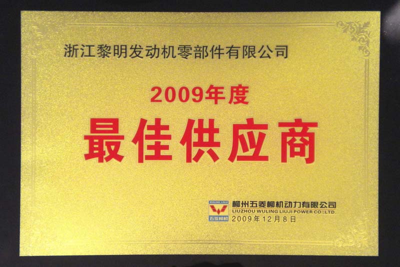 2009年度柳州五菱最佳供應商