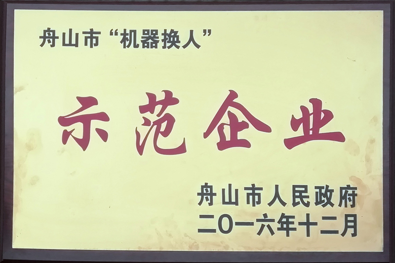 舟山市人民政府機(jī)器換人示范企業(yè)（2016）